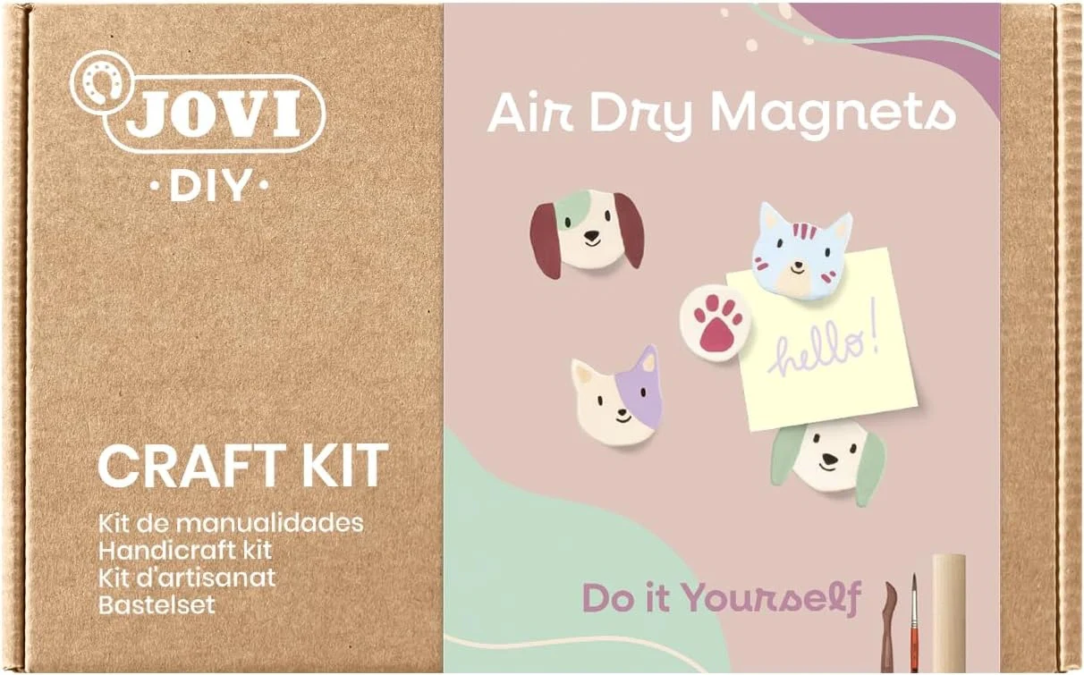 Jovi - DIY Air Dry Magnets | Kit créatif pour fabriquer 9 aimants en argile autodurcissante + peintures & outils – Image 3