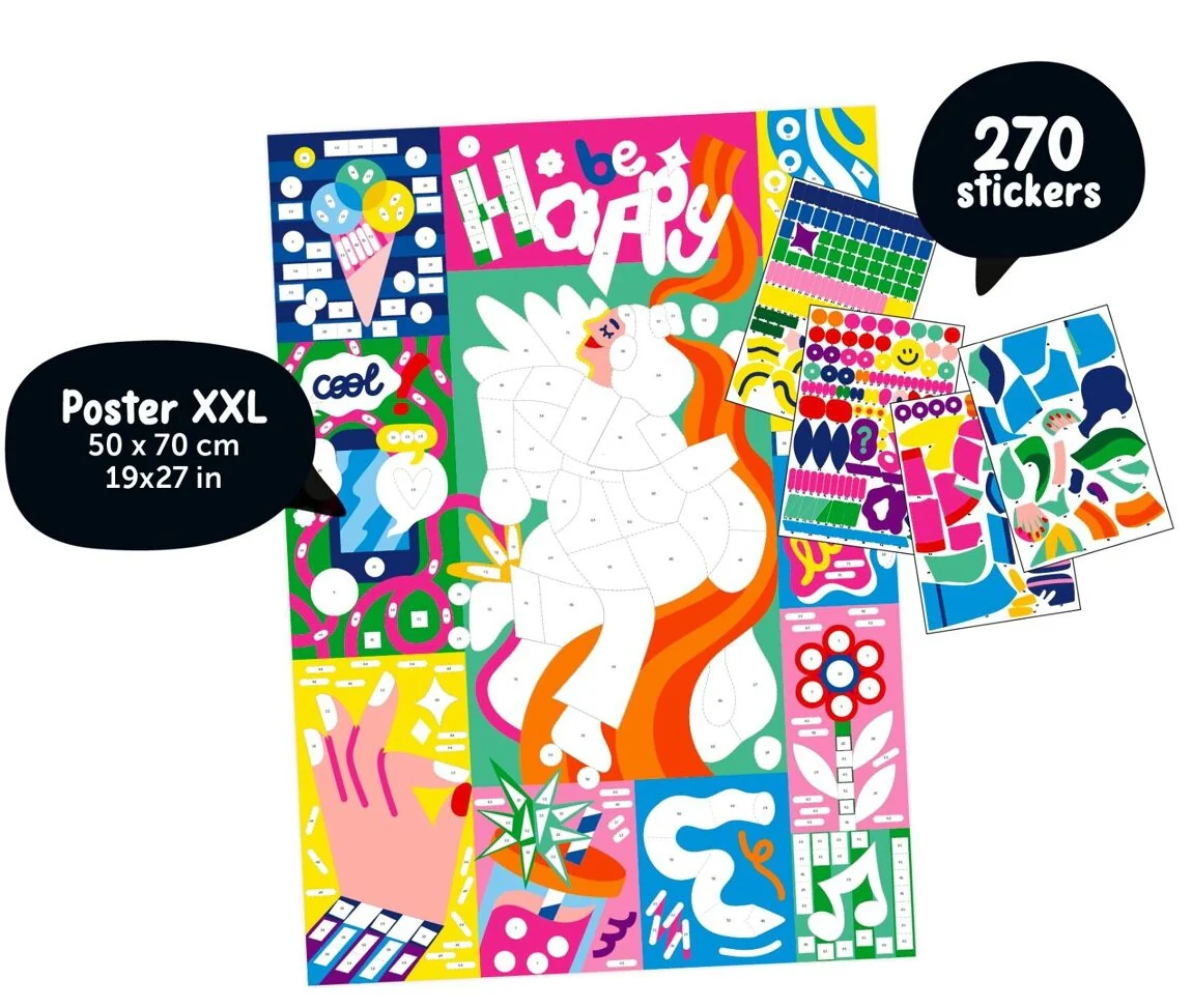 Poster Créatif BE HAPPY ! + 270 Stickers – Activité Ludique dès 8 ans – Image 2