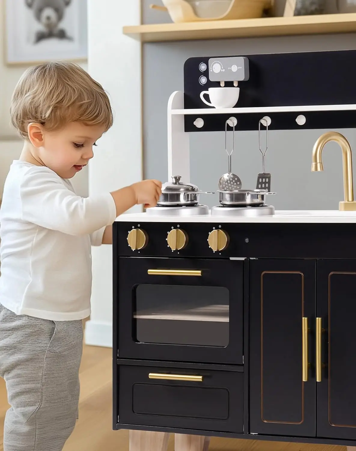 Cuisine de jeu en bois élégante pour enfants – Image 4
