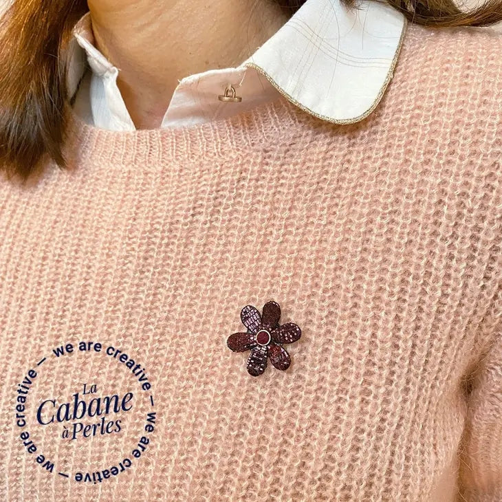 Mini Kit Daphne Pins Cuir Fleur Prune Diy – Image 4